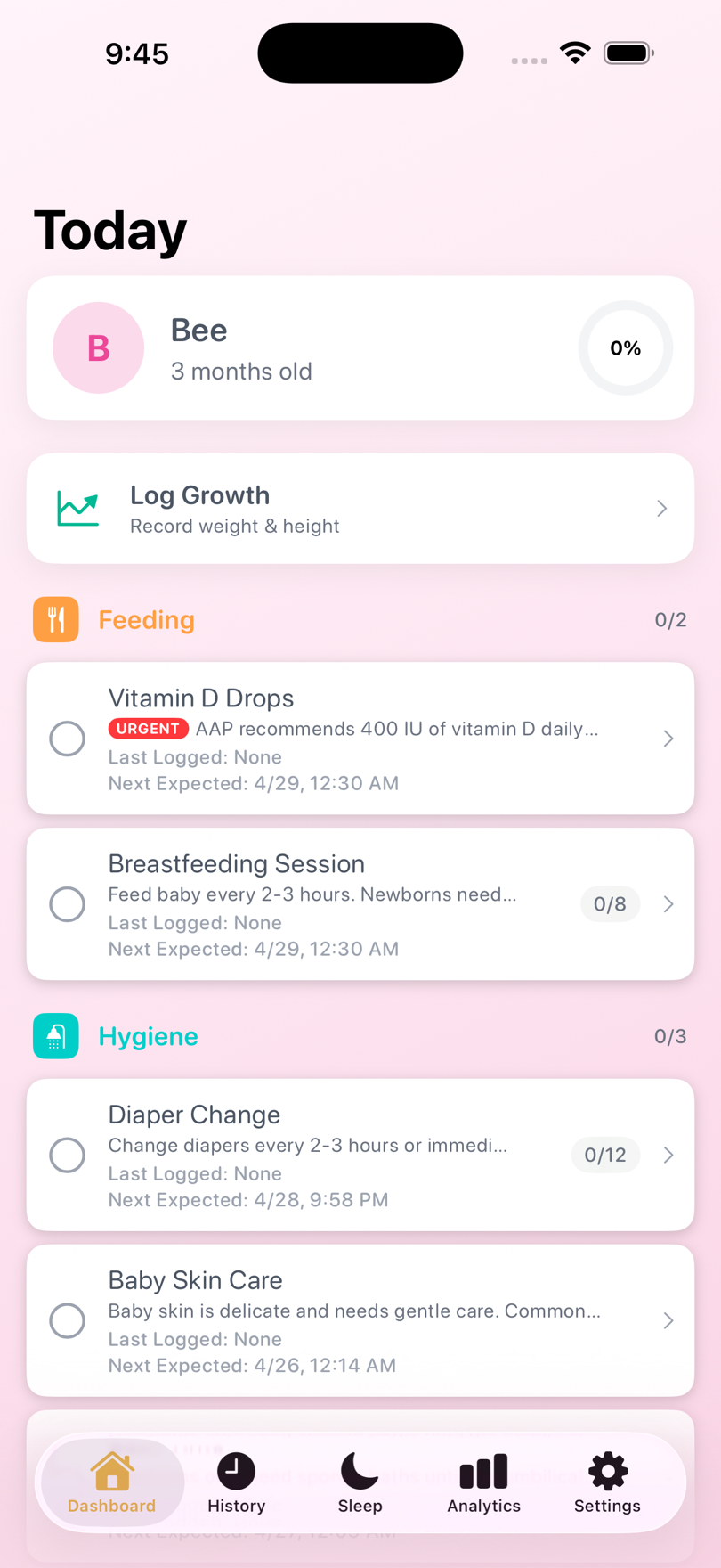 BabyBee app screenshot